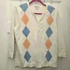 Cherokee Plaid Argyle Sweater,Size L